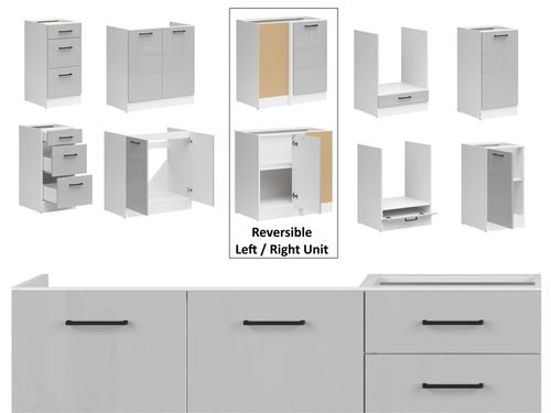 Corner Kitchen Cabinet Set Complete DIY Fitted 11 Units Light Grey Gloss Junona — image 8