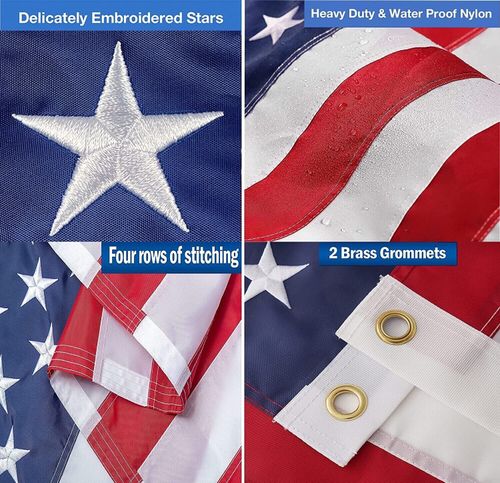 US American Flag Heavy Duty Luxury Embroidered Stars Sewn Stripes Grommets Nylon — image 4