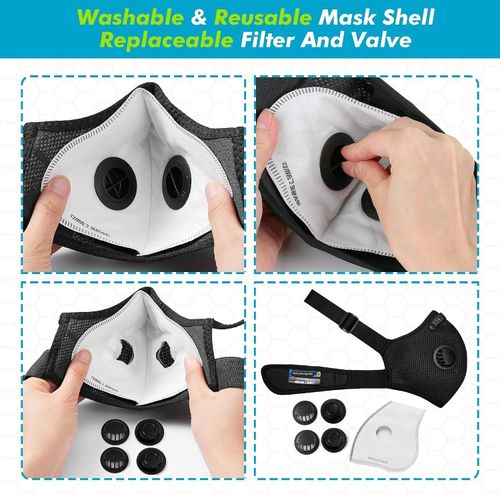 BASE CAMP M Plus Dust Mask, Breathable Reusable Face Mask One Size, Black — image 2