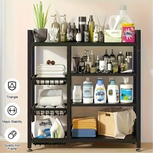 4 Tier Kitchen Basket Storage Trolley Rack Fruit Vegetable Organiser Shelf Cart — image 17