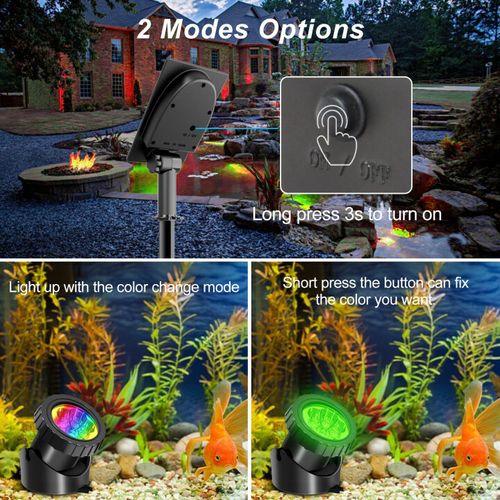 RGB Solar LED Submersible Spot Lights Lamp Garden IP68 Pool Pond Underwater UK — image 2
