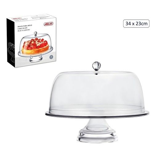Cake Display Stand with Dome Lid Clear Round Pedestal Acrylic Dessert Serving