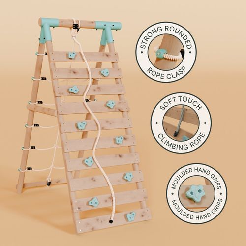 Double Wooden Swing Set with Climbing Wall and Slide - Stagwood I Waltons — image 8