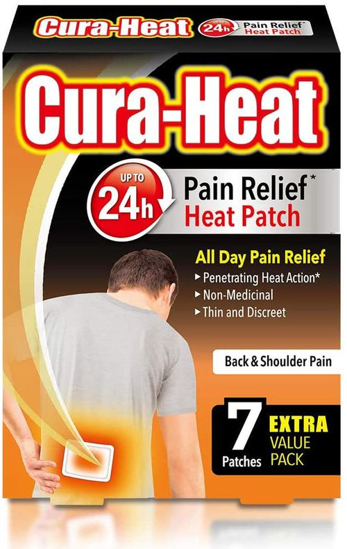 3 X Cura Heat - Back And Shoulder Pain - 7 Patches - All Day Pain Relief — image 2