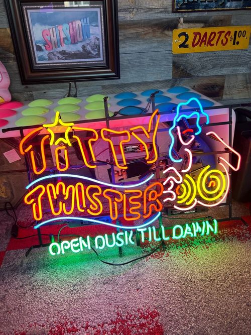 Titty Twister Open Dusk Till Dawn Neon Light Sign Lamp Wall Decor Club FB 24x20 — image 1