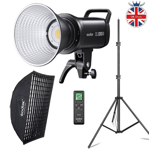 Godox SL100D 5600K Studio LED Video Light with 60x90cm Grid Softbox Light Stand — image 1