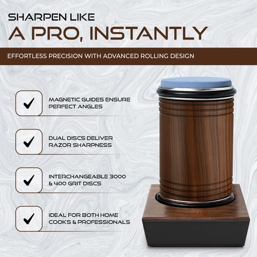 Rolling Knife Sharpener Walnut – Premium Magnetic 15°/20° Knife Sharpener — image 6