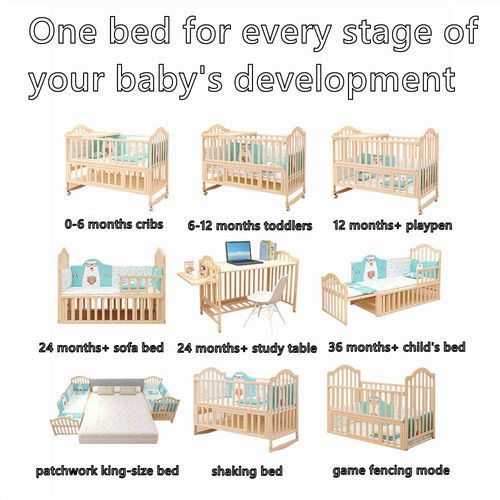 Wooden Baby Crib Bedside Cot 3-in-1 Safe Crib Next to Me From Birth Adjustable — image 4