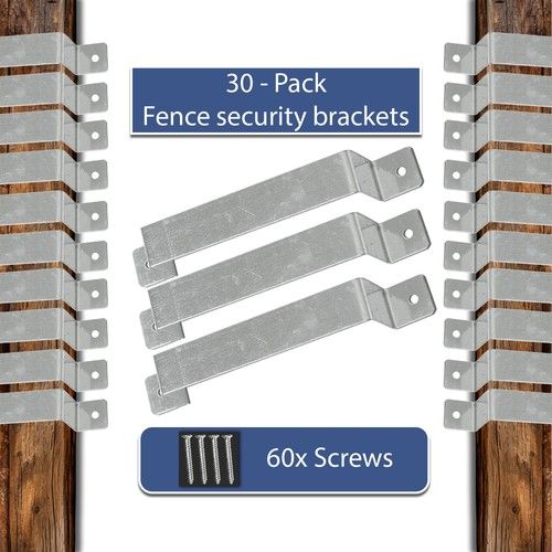 Pack of 30 Galvanised Steel Woodside Fence Panel 4" x 4" Post Security Brackets