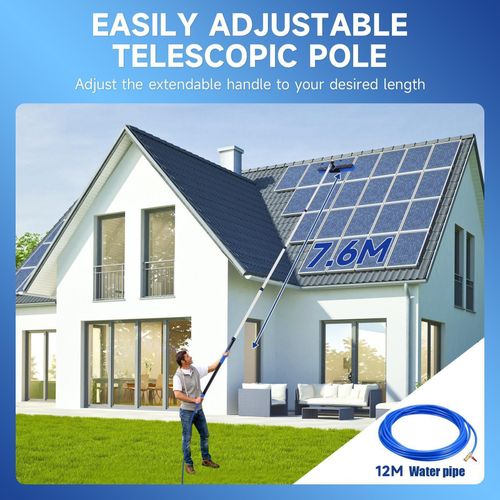 7.6M Telescopic Pole Water Fed Brush Adjustable Solar Panel Window Cleaning Kit — image 9