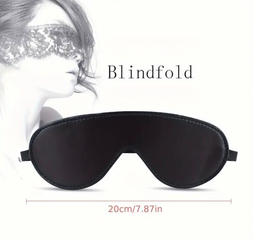 Blindfold Leather PU Eye Cover Mask Couples Bondage Romantic Sexy Erotic - Black — image 3