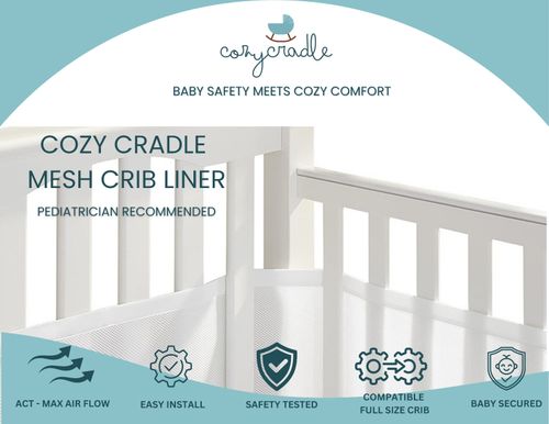 Cozy Cradle Breathable crib mesh liner, Brand new, White color, Crib bumper — image 2