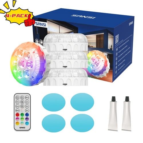 4 Pack LED Pool Lights Underwater RGB Pond SPA Submersible Light IP68 Waterproof