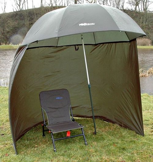 88" 2.2m  BISON TOP TILT FISHING UMBRELLA BROLLY SHELTER WITH ZIP ON SIDES