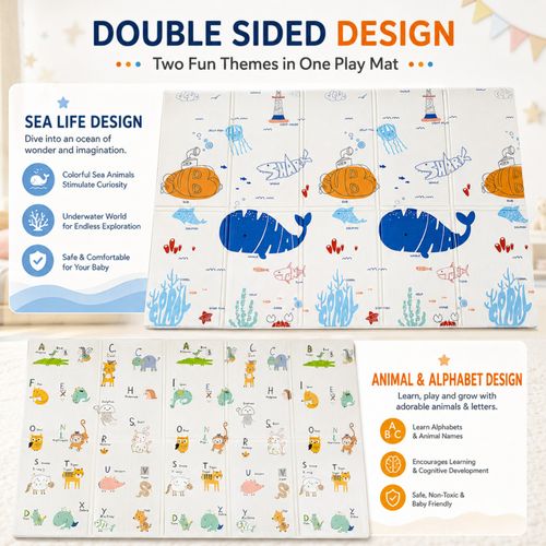2Side Baby Play Mat Soft Kids Crawling Rug Folding Sensory Development Carpet — image 3