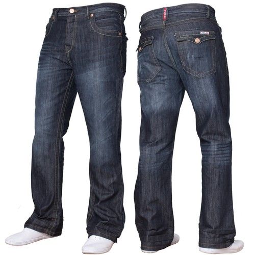 APT Bootcut Jeans Mens Wide Leg Flared Denim Trouser Flap Pockets Pants UK Sizes