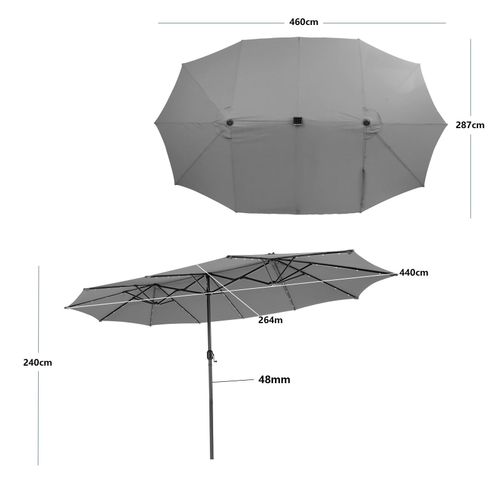 Double-Sided 460 cm Twin Patio Umbrella with 48 LED Lights Garden Parasol — image 2