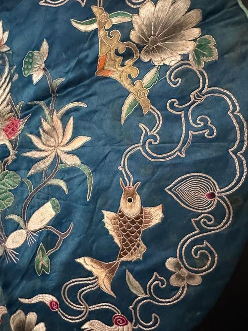 Antique 19th Century Qing Dynasty Chinese Embroidered Silk panel — image 5