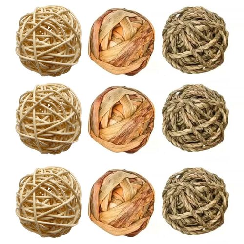 9Pcs Small Animals Chew Toy Grass Ball Toy for Rabbits Guinea Pigs Chinchilla — image 1