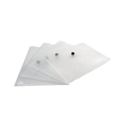 A5 Plastic Clear  Popper Document Wallets Stud Fastening