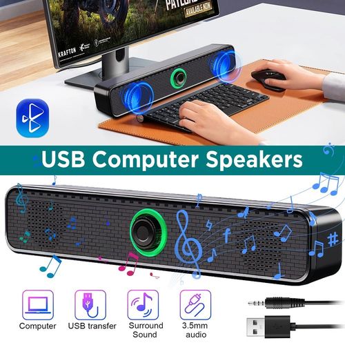 Computer Speakers USB Powered Wired Bluetooth PC Desktop Laptop Speaker Soundbar — image 16