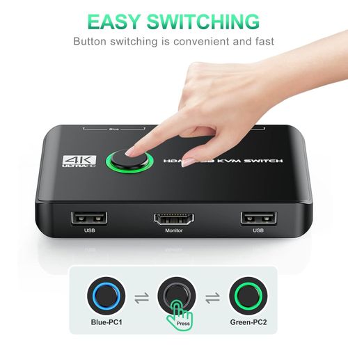 4K HDMI KVM Switch 2 Port UHD 60Hz USB Switcher Box for 2PC Share Keyboard Mouse — image 3