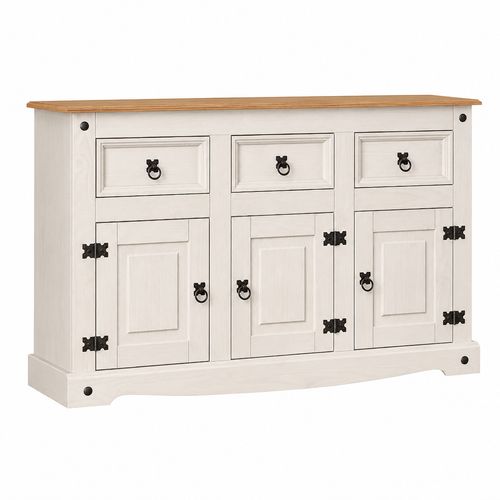 Corona Sideboard White 3 Door 3 Drawer Solid Pine Dining Mexican — image 7
