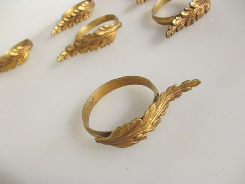 Antique Brass Curtain Rings Victorian Holder Hangers French Rococo Gilt Old x7 — image 6