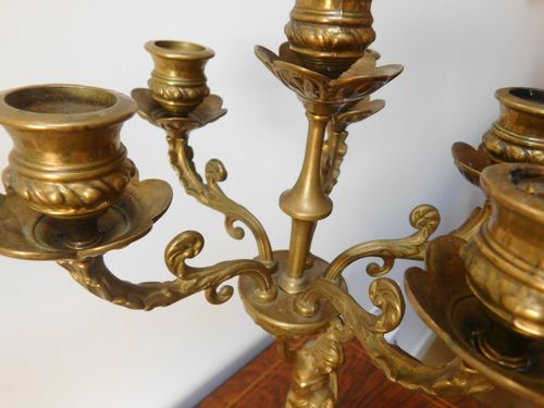 Antique Solid Brass 6 Branch Candelabra Featuring Female Figure — image 6