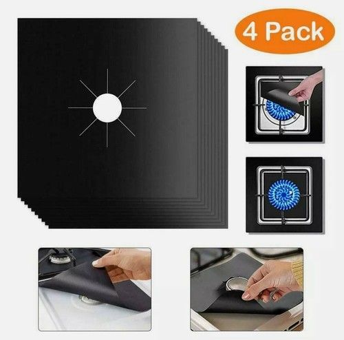 4 x REUSABLE GAS RANGE STOVE HOB PROTECTOR LINER NON STICK GAS COOKER COVER UK