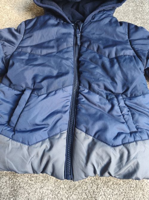 Baby Boys 12-18 Months Blue Warm Winter Hooded Coat Puffer Jacket  MotherCare