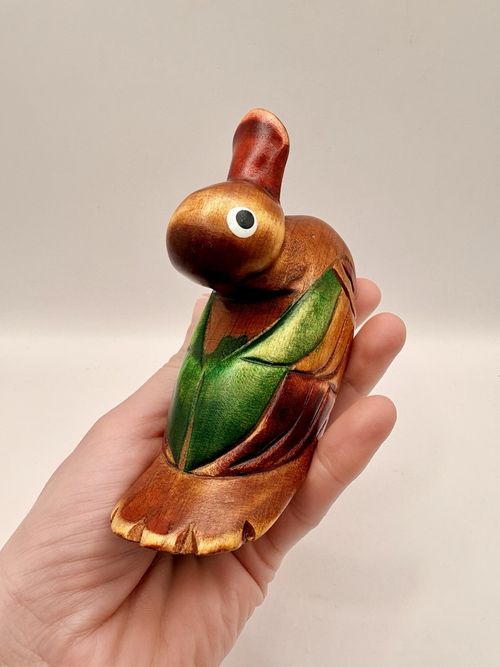 Vintage Hand Carved Wooden Mandarin Ducks Pair Chinese Wedding Symbol Love 12cm — image 3