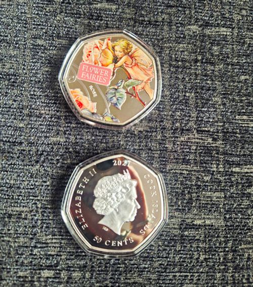 2021 Cook Islands 50 Cents Queen Elizabeth II "Flower Fairies" Colourised Coin