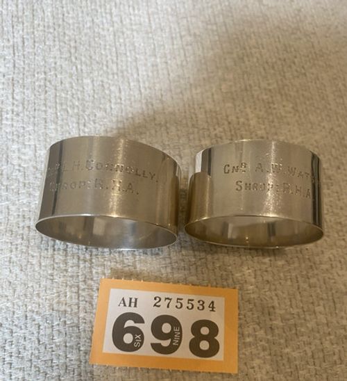 925 Silver Pair Napkin Rings - Engraved to GNRs’ of SHROP: R.H.A 37g