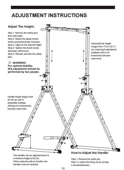 Foldable Power Tower Station 8Level Adjust Pull Up Bar Home Gym Strength Workout — image 14