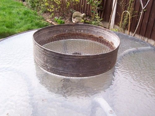 Old Galvanized Metal - Round Garden Riddle - 38cm - Allotment - Root Veg.