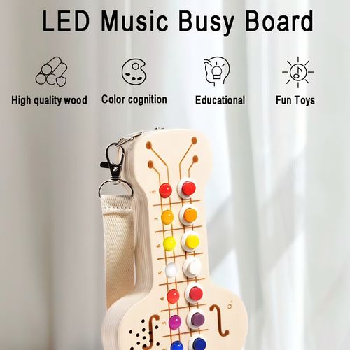 Wood Guitar Musical LED Light Montessori Switch Toy Busy Board Sensory Toys Gift — image 7