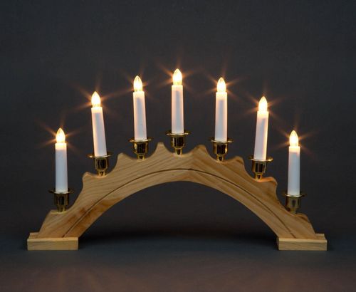  Wooden Candle Bridge Christmas Window Lights Decoration Pre-Lit Xmas Arch 7 LED — image 1