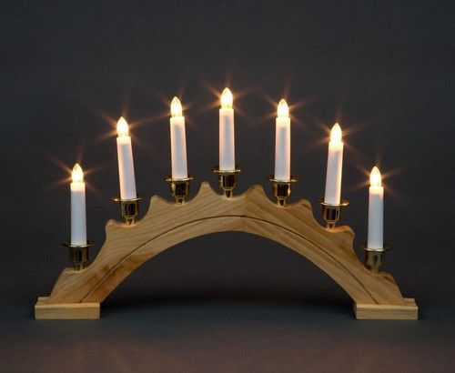  Wooden Candle Bridge Christmas Window Lights Decoration Pre-Lit Xmas Arch 7 LED