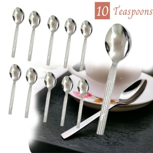 🔥10x Tea spoons Stainless Steel Everyday TeaSpoon Set Coffee Drink Kitchen Home