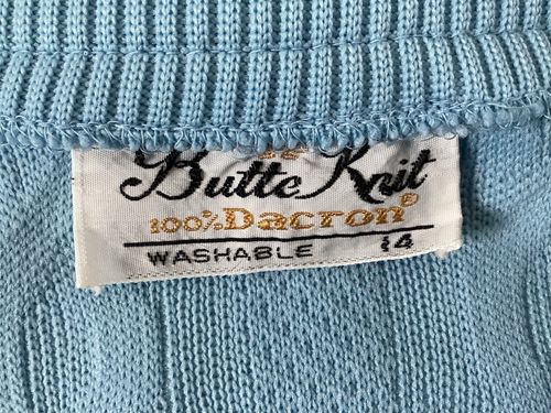 Vintage Butte Knit Cardigan UK 14 Blue Cable Knit 60s 70s Retro Pockets — image 3