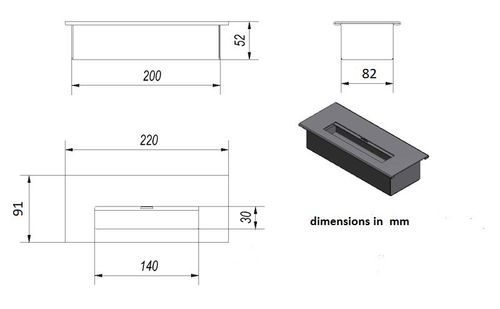 DIY BIO-fireplace burner insert 220mm 0.7l adjustable lid with ceramic wool — image 2