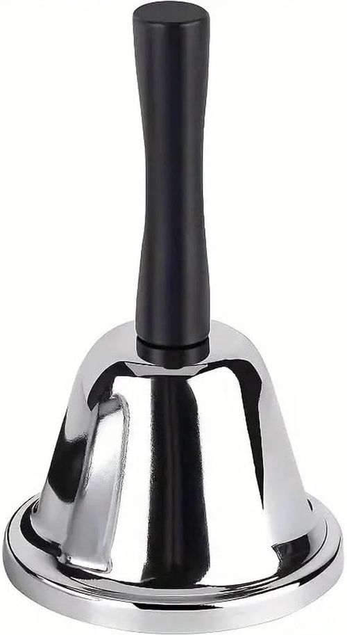Hand Bell Stainless Steel Small Service Call Bell Loud Ringing Bell with Handle — image 1