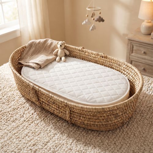 Quilted Breathable Pram Mattress Carrycot pram mosses basket- Oval (72x32x4) — image 3