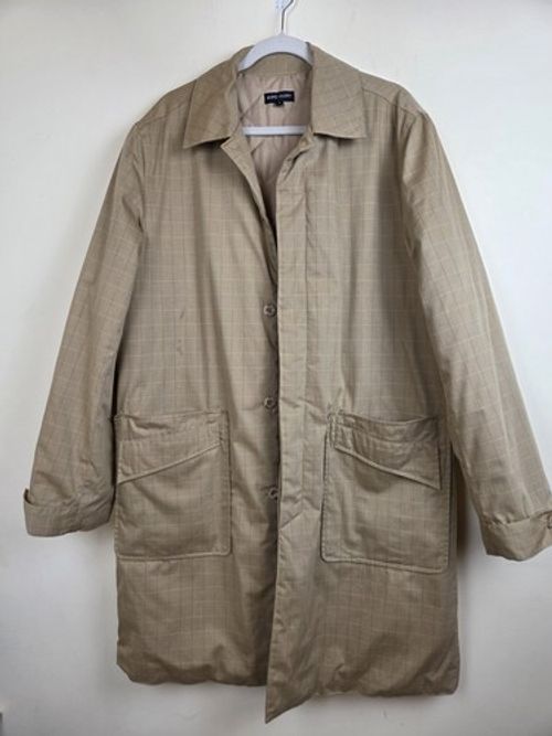 Vintage 90s Hope Glory Heavy Cotton Car Coat Plaid Mac Men's XL NWOT Shop Soil 