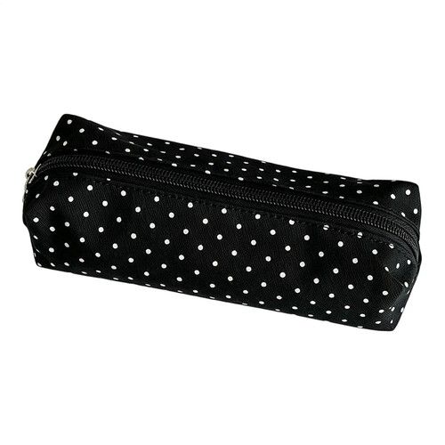 1x Polka Dot Pencil Case Zipper Pen Storage Bag Student Stationery Makeup Pouch