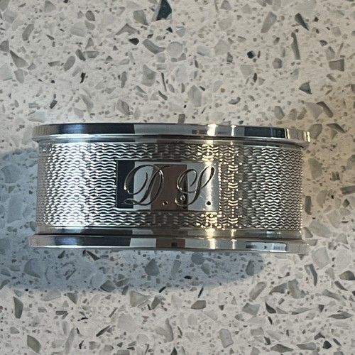 1928 12g solid sterling silver napkin ring by B and Co Personalised DS vintage