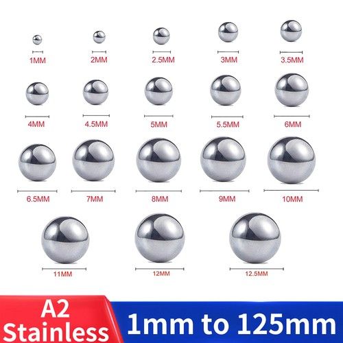 A2 Stainless Steel Ball Bearings 1mm 2mm 3mm 4mm 5mm 6mm 8mm 9mm 10mm to 125mm