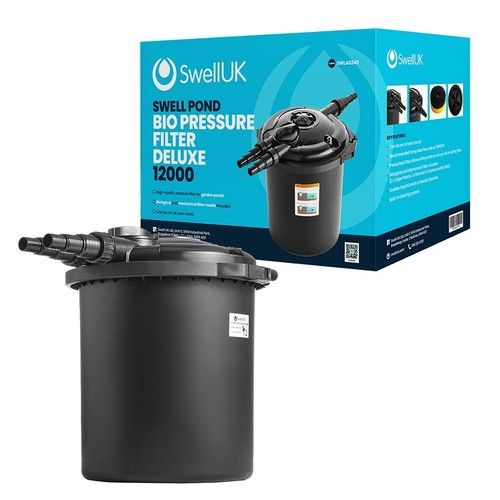 Swell Pressurised Pond Filter Bio Deluxe 12000 Koi Fish Garden Sludge Remover