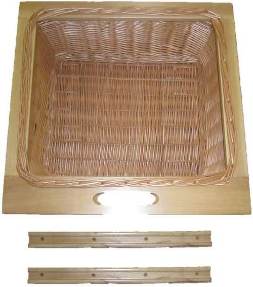 PULL OUT WICKER BASKETS KITCHEN STORAGE LARDER BASE UNIT + SOLID BEECH RUNNERS — image 3
